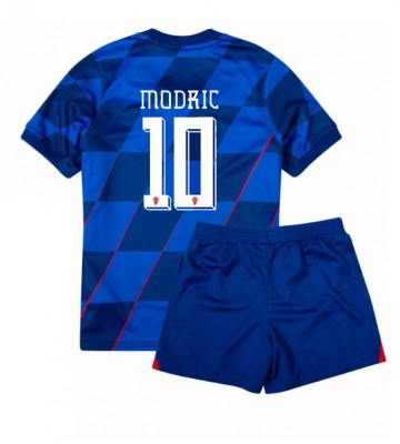 Kroatien Luka Modric #10 Borta Kläder Barn EM 2024 Kortärmad (+ Korta byxor)